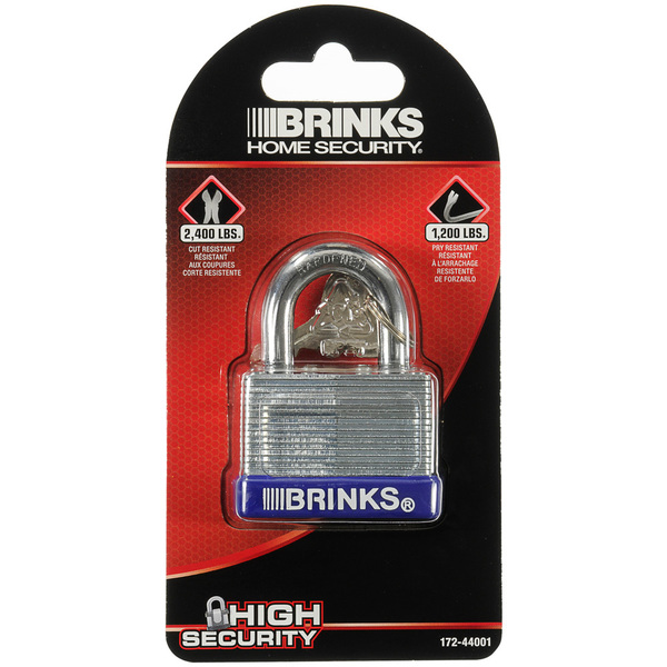 Brinks Keyed Different Padlock, Laminated Steel, 44mm, High Security 172-44001